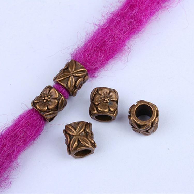 5pcs/bag Silver Metal Hair Rings Braid Dreadlocks Bead Hair Cuffs Dread Tube Charm Dreadlock for DIY Hair Accessaries