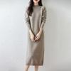 Women Sweater Dress 100% Wool TIDENOVEL O-neck Knit Long Pullover Winter Jumpers Wool Long Dress Female