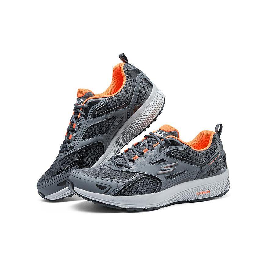 Skechers Simple Versatile Low-Top Running Shoes Men sneakers Gray Orange 220034-GYOR