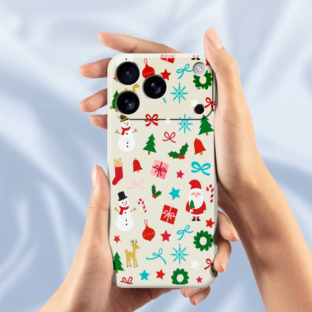 For iPhone 17 Pro Max Case Christmas Decorations Pattern Printing Straight Edge TPU Phone Back Cover