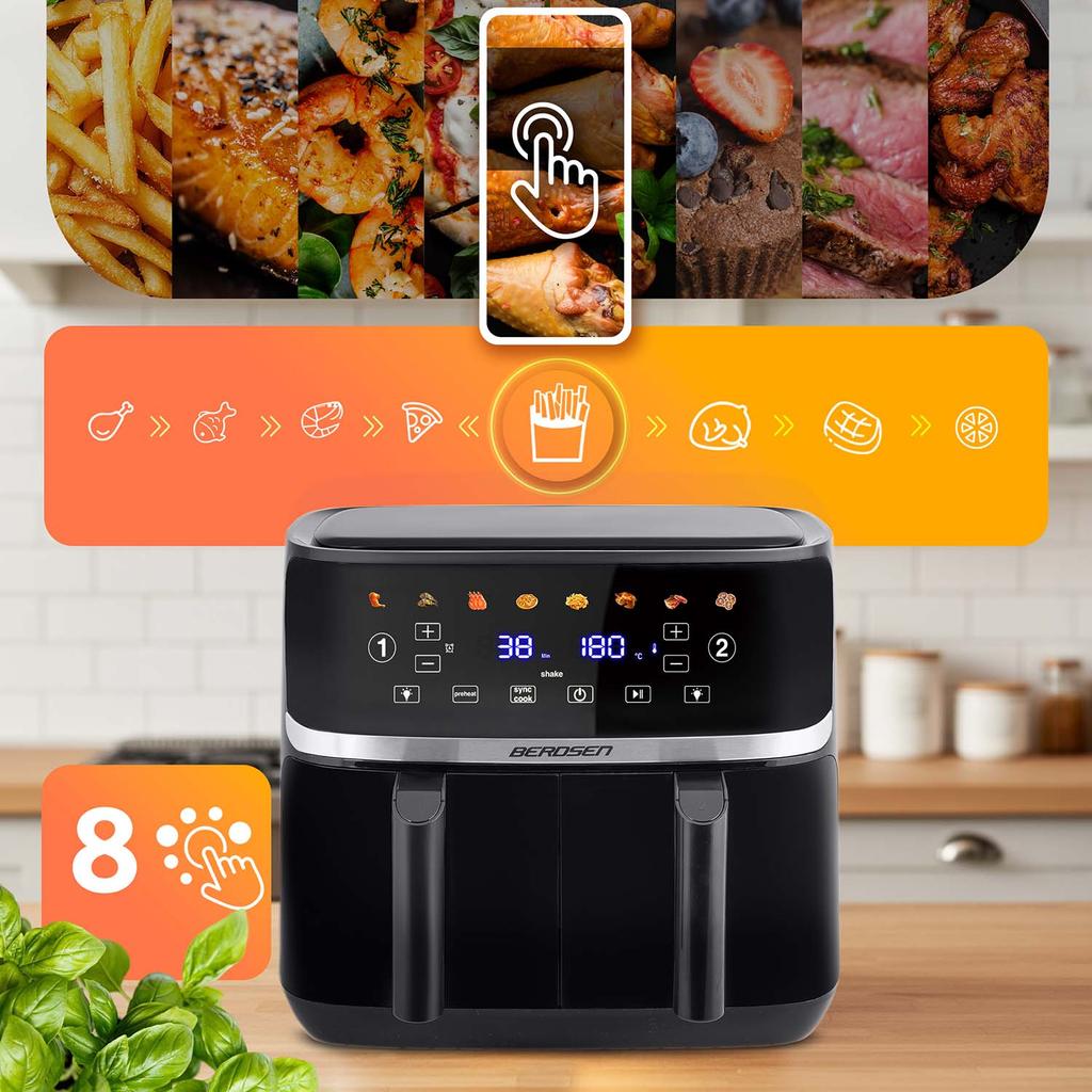 Large Xl Dual-Basket Air Fryer, Berdsen