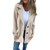European & American Women's Woolen Coat: Casual Autumn/Winter Lapel Cardigan with Faux Pockets