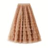 Fairy White Tulle Pleated Long Midi Skirt for Women - Spring/Autumn 2024 Collection.