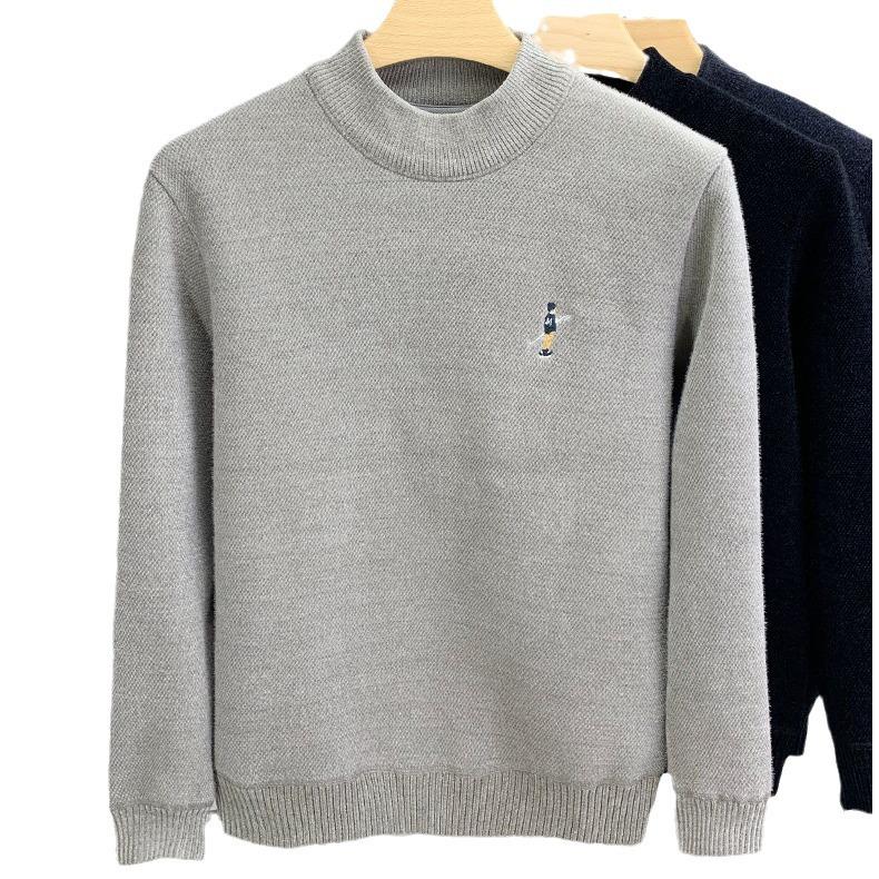 Men's Chenille Half Turtleneck Sweater - Winter Warmth with Plus Velvet Layer