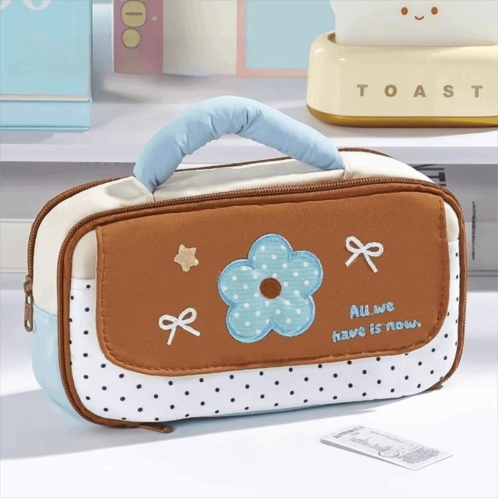 Large Capacity Pencil case Soft Handle Storage Bag Cute Style Pen Pouch  Student Use