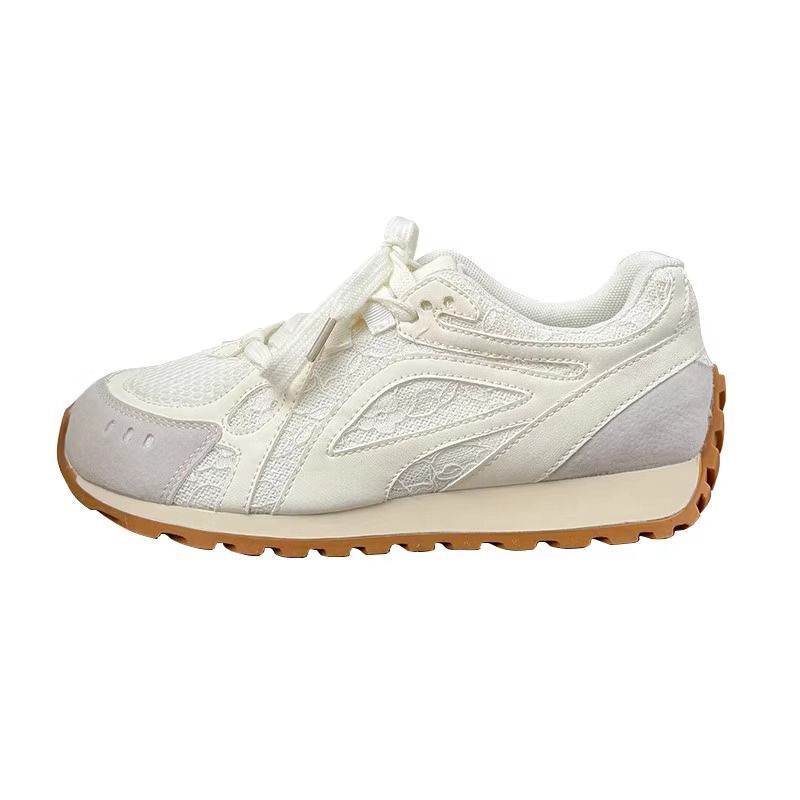 Retro 2025 summer lace edge mesh soft leather super fire training shoes women's height increase sports and leisure versatile Forrest Gump shoes