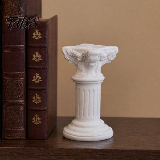Talos Vintage Roman Column Candle Holder, Greek Resin Statue, Mini Pillar Candlestick Stand for Dinner Wedding Centerpiece