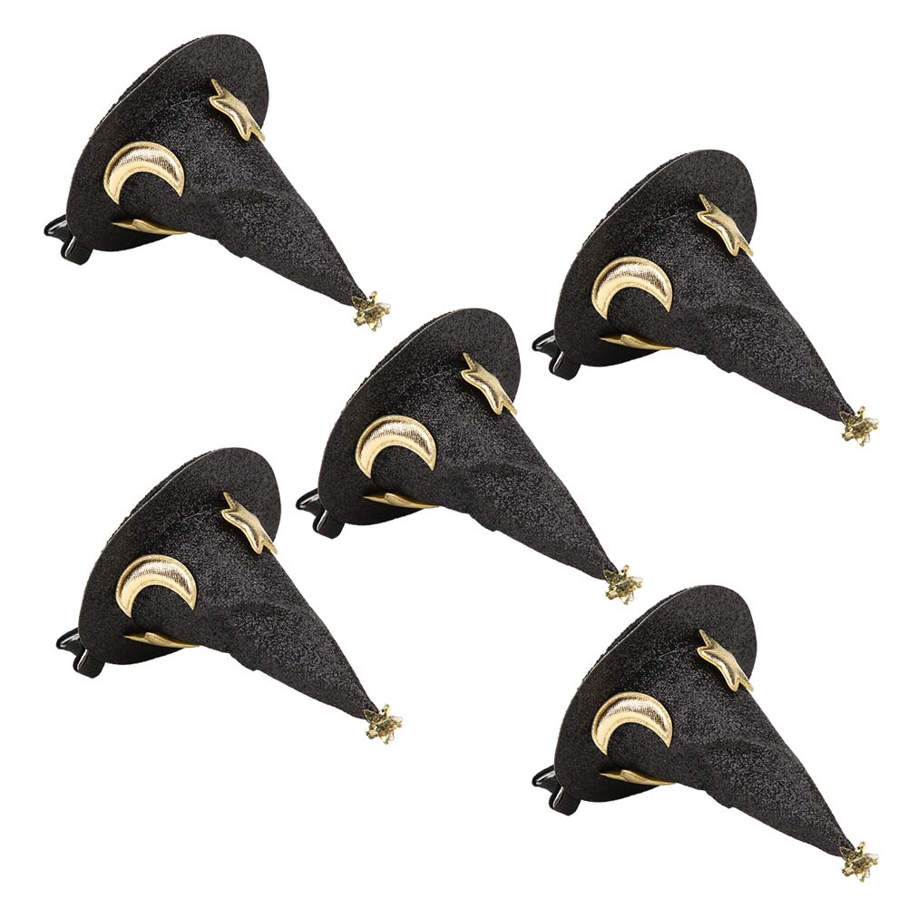 5pcs Mini Witch Hat Hair Pins Cute Hair Clips Halloween New Year Christmas Holiday Hair Decoration