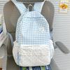Schoolbag new small fresh plaid lace backpack women's daily versatile large capacity going out commuting student schoolbag backpack