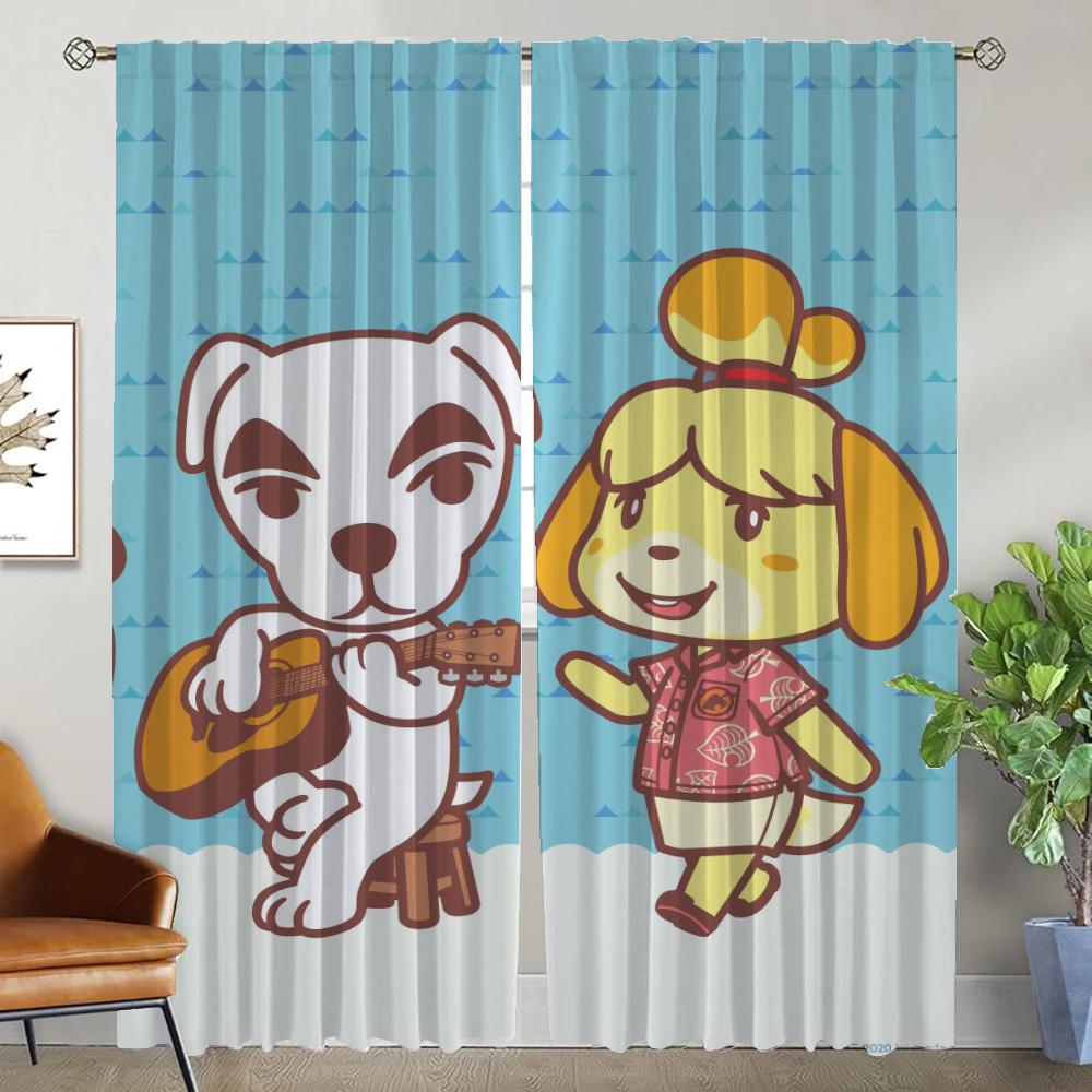 Animal Crossing Gardiner för Vardagsrum Gardin Tyll för Sovrum Heminredning Gardiner 2 Stycken Rullgardiner Avskärmning Kök