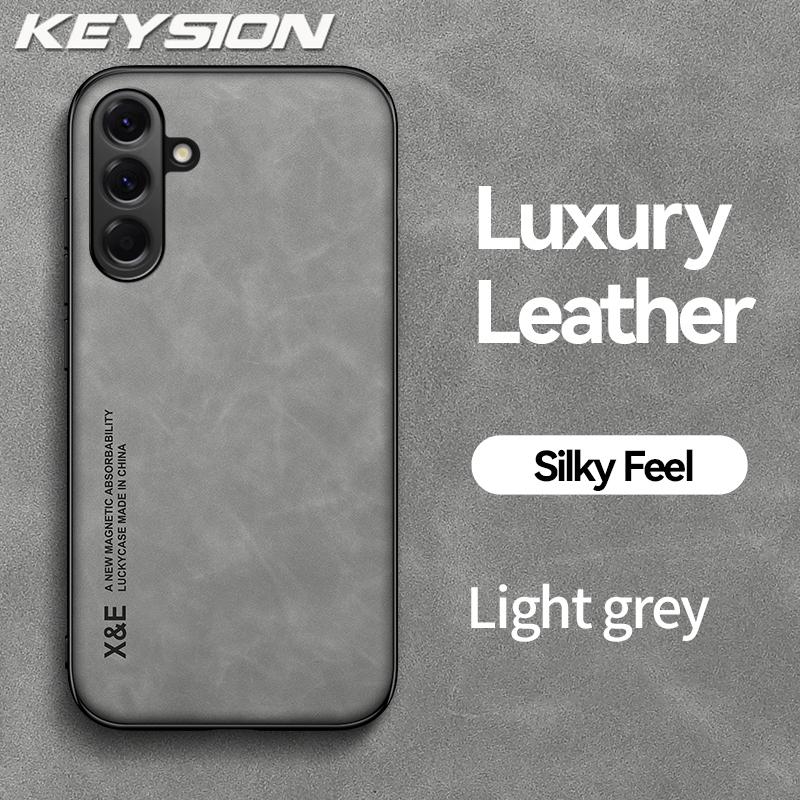 

KEYSION Роскошный Ретро Чехол из ПУ кожи для Samsung A17 5G Мягкий Силикон+ПК Ударопрочная Задняя Крышка для Телефона для Galaxy A17 5G for Samsung A17 5G светло-серый