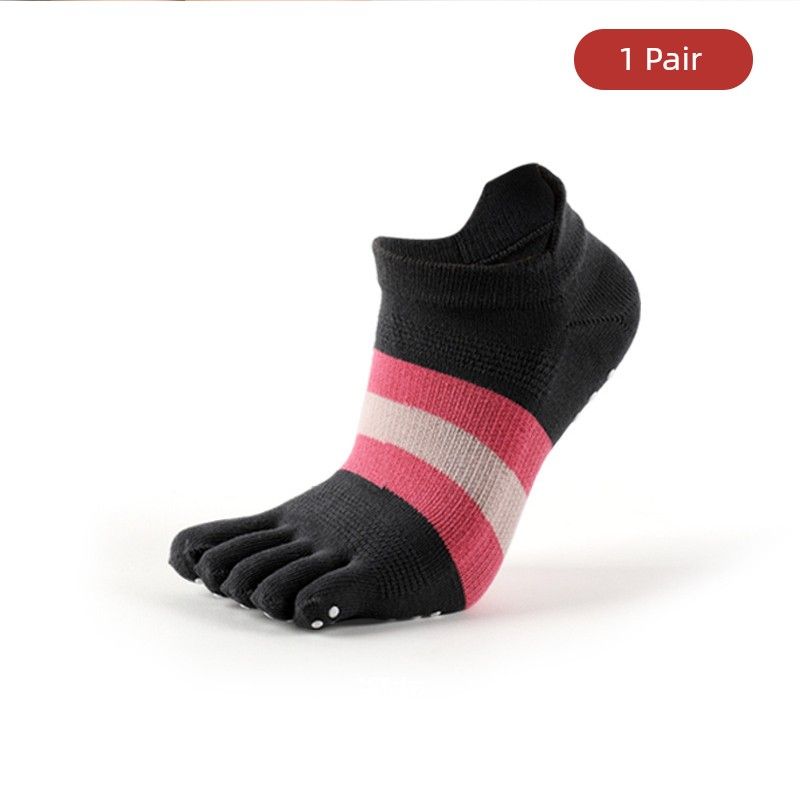 

2 пары носков для йоги Meikan, нескользящие профессиональные женские носки для пилатеса, носки с пальцами контрастного цвета, домашние спортивные носки Dark gray