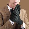 XFONZYUN Deerskin Leather Smartphone Brushed Warm and and Perfect for and Black Men's Gloves, Compatible, Lining, Warm, Water-Repellent Windproof,