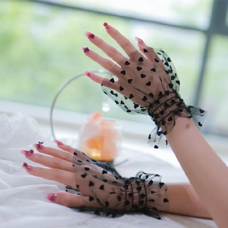Elegant Heart Sleeves For Nails Art Photography Soft Sheer Fabric Comfortable Elastic Arm Covers