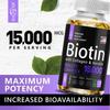 Biotin 15000 Mcg Keratin Capsules 60 Days Supply Daily Nutrient Blend 120 Count