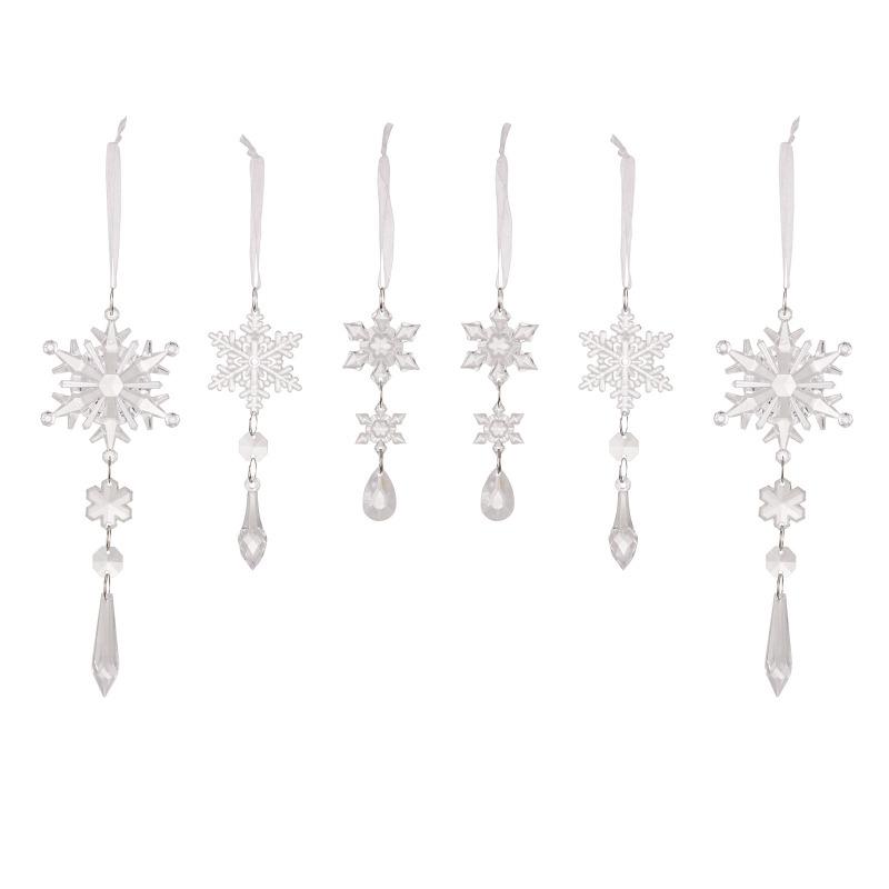 Acrylic Snowflake String 6-piece Set, Ice Column Snowflake Pendant, Christmas Tree Decoration Pendant