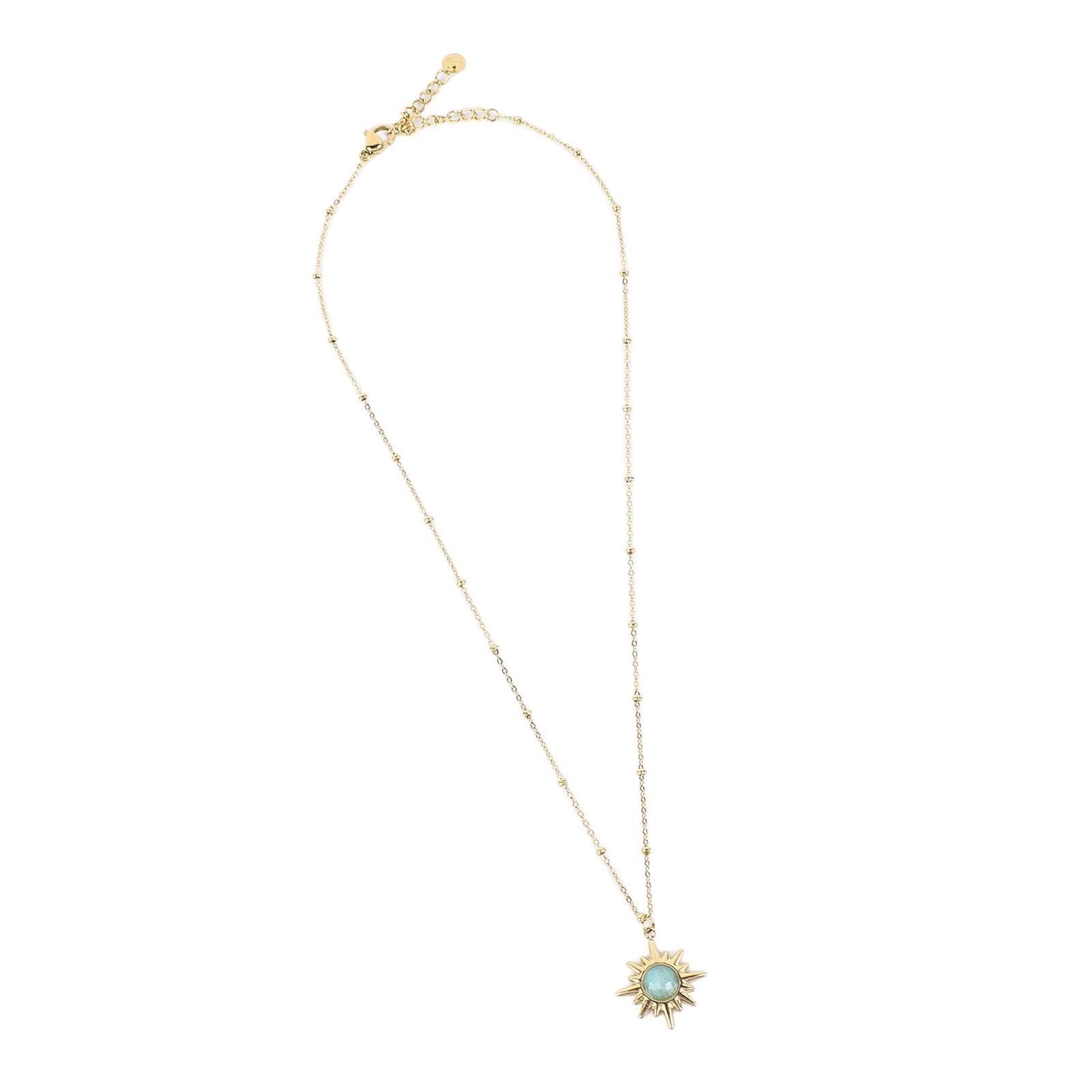 Ожерелье с 8-конечной звездой Геометрическая звезда Камень Цепочка Подвеска Сталь Изысканное ремесленное ювелирное изделие