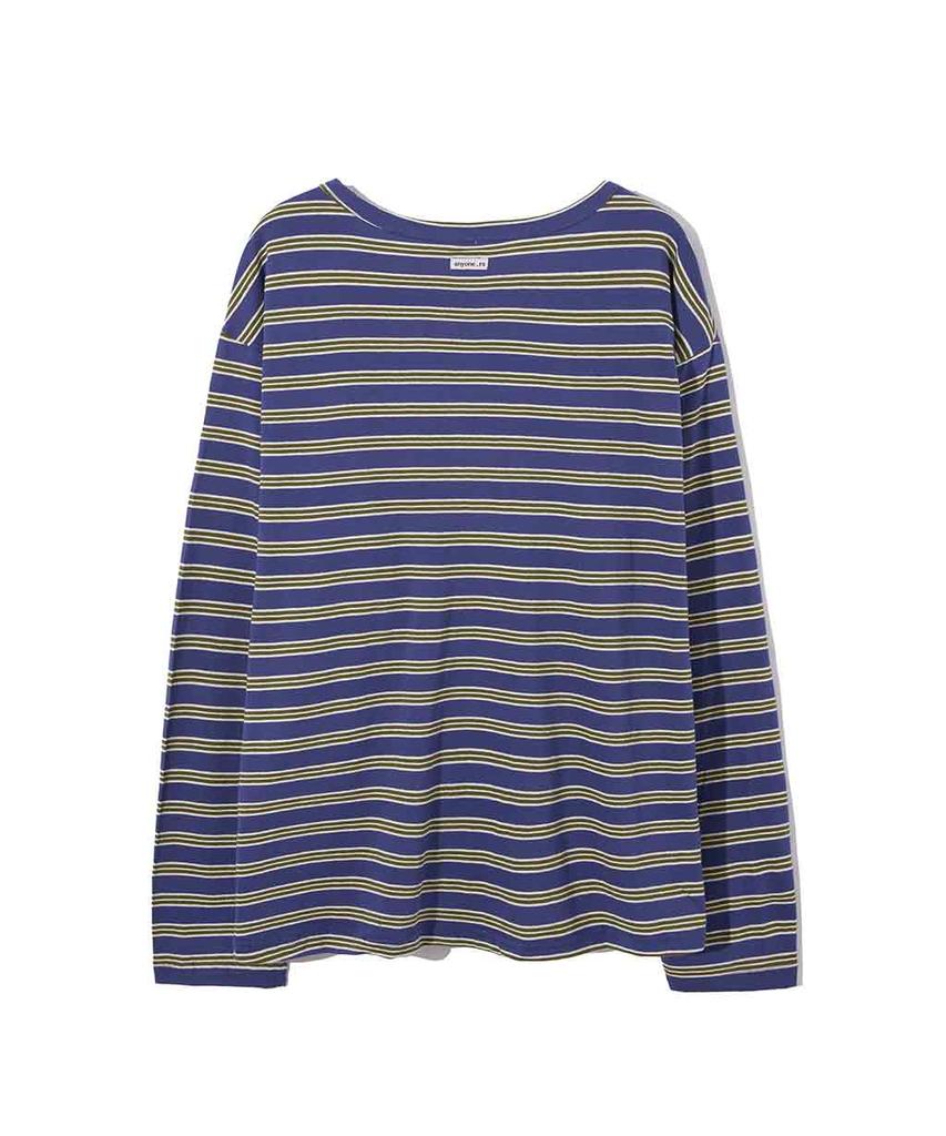 Lense Stripe Button Long Sleeve Blue