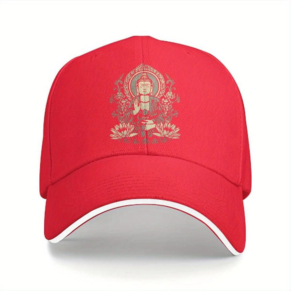 Buddha Lotus Mandala Baseball Cap Polyester Adjustable Street Style Unisex Casual Hat
