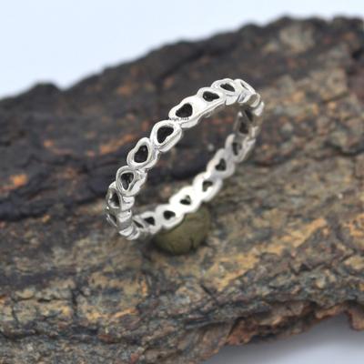 Handgemachter silberner Herz-Ring für Weihnachtsgeschenk 925er Sterlingsilber-Schmuck Statement-Ring