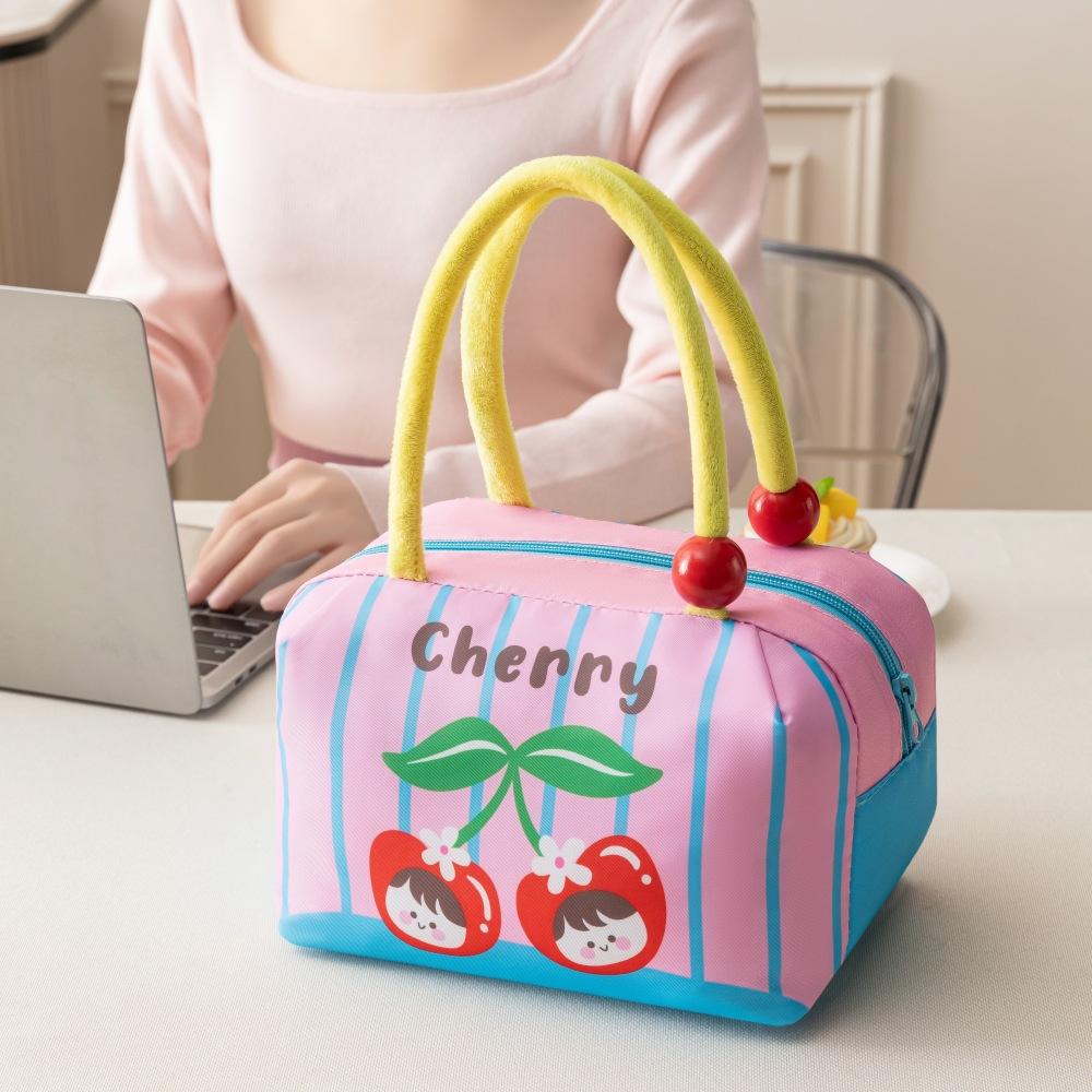Fruit Pie Cartoon Lunch Bag Thickened Large Capacity Insulated Bag Student Work Lunch Bag Velvet Handheld Ice Bag