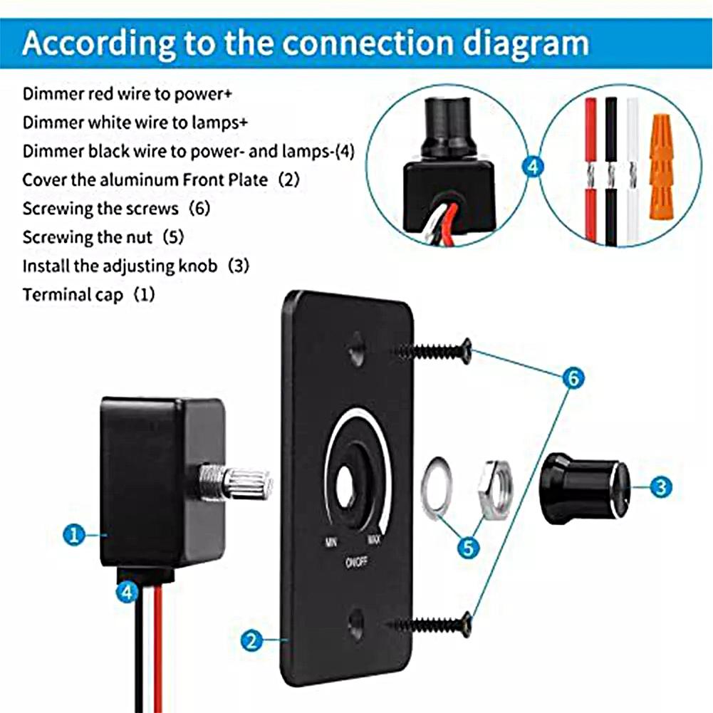 LED Accurate Dimmer Control Switch DC 12V 5A PWM For Campervan Motorhome Adjustable Brightness Controller Switch Lamp O7I9
