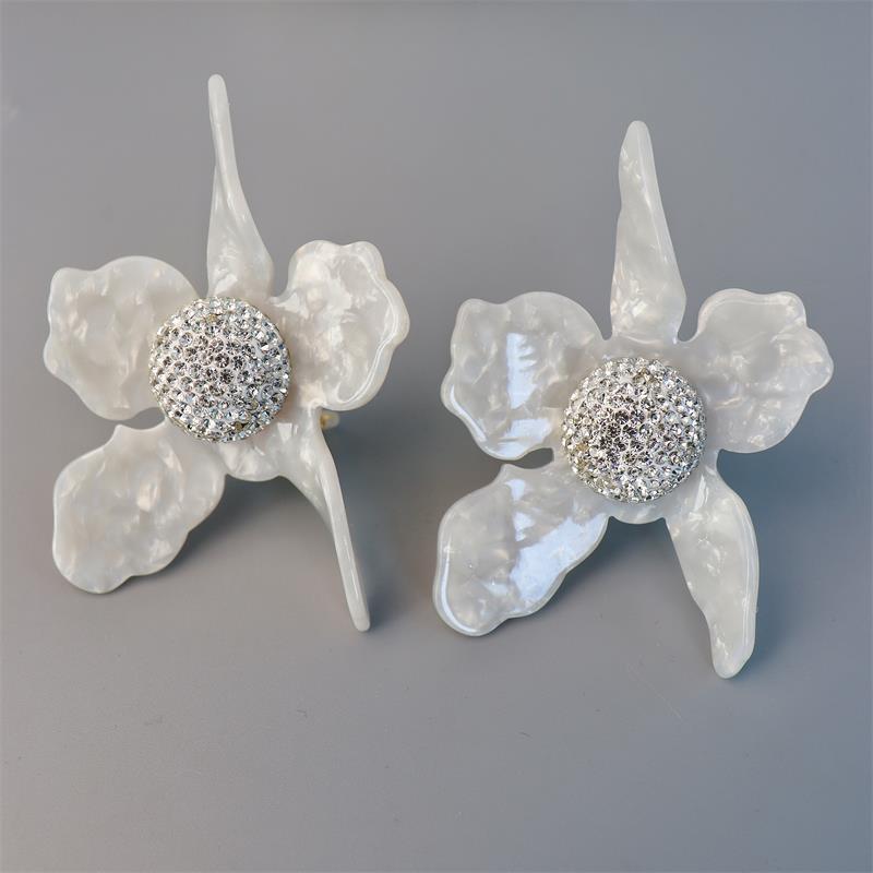 Vintage medieval magazine lily wax inlaid with diamond earrings