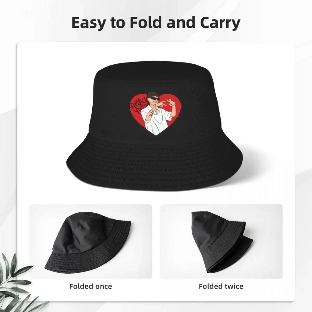 Unique Peso Pluma Rapper Bucket Hat For Unisex Lightweight Red Heart Bob Hats Spring Headwear
