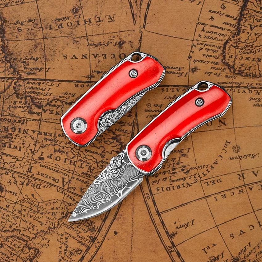 New Style Dyed Bovine Bone Knife Keychain -  Steel Mini Folding Knife, Portable Sharp Knife EDC Tool