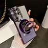 For Samsung Galaxy S23 Ultra Luxury Glitter Mirror Holder Flash Plating Diamond Frame Phone Case For Samsung S22 S24 Plus Cover