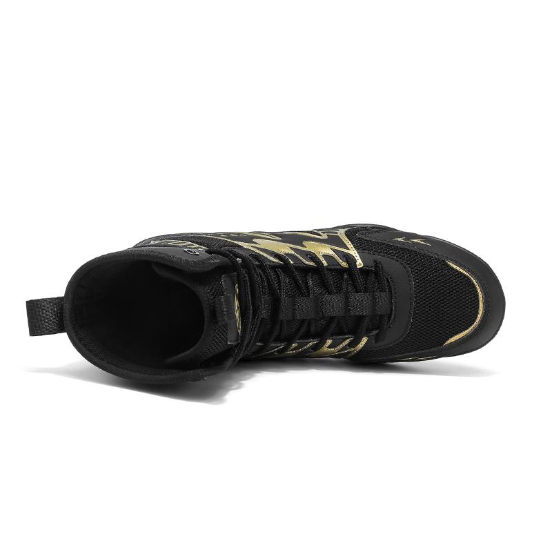Mens Professional Wrestling Shoes Lightweight Boxing Training Sneakers Large Size Black White Gym Outdoor Sports