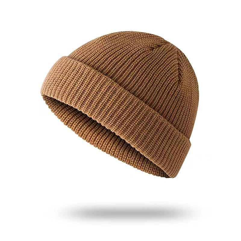 

[RUNQIU] knit hat men s winter short watch cap snowboarding hat knit hat beanie hat knit watch Shallow cold weather hat acrylic plain soft warm