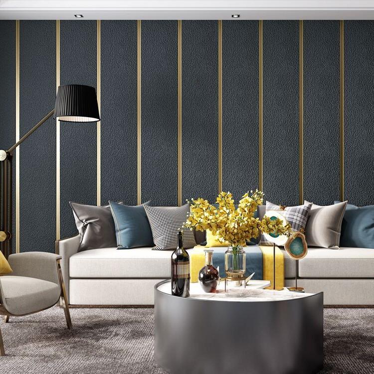 3D Stereoscopic Striped Embossed Suede Wallpaper