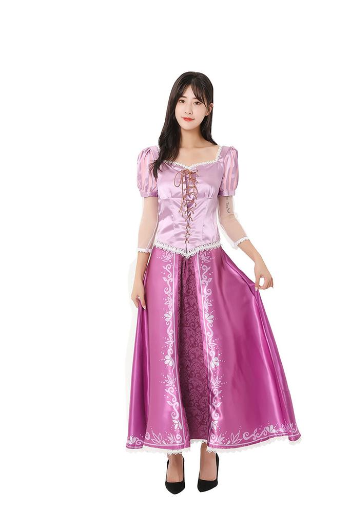 Rapunzel Dlouhé vlasy Princezna Kostým pro dospělé Cosplay Halloween Princezna šaty [Yousaku Co., Ltd.] Dámské (XL)