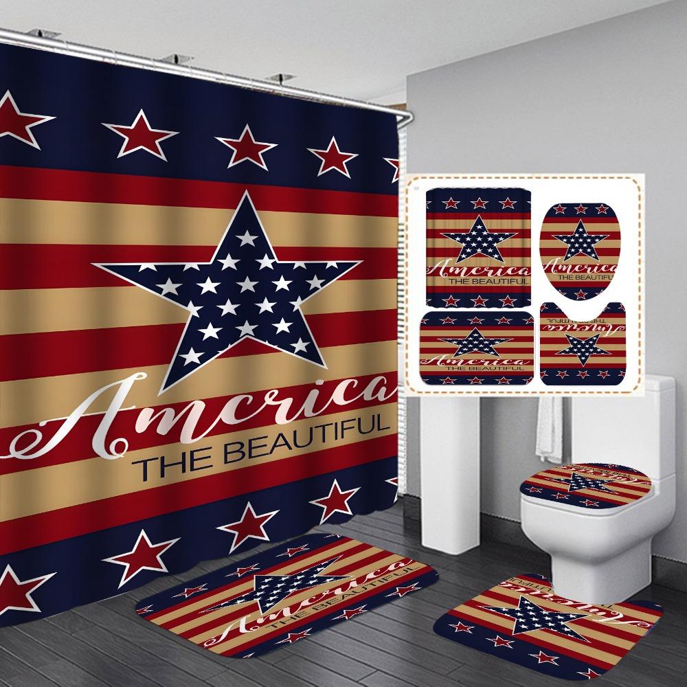 Waterproof and mildew-proof shower curtain for bathroom, dry and wet separation, shading and warm shower curtain four-piece set