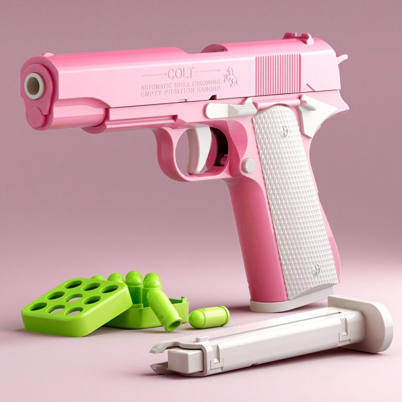 Non-Firing 1911 Toy Gun Replica - Purple and Green with Yellow Accents, Plastic Body, Includes Bullets - Safe Outdoor Play Handgun Model, Gun Toy