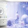 Christmas Waterproof Punch Free Bathroom Bath Shower Curtain Decoration with 12 Hooks Set