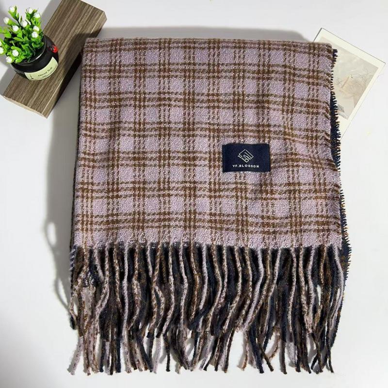 Plaid Scarf Women's Winter Korean Style Atmosphere Neck Protector Cute Thickened Warm Red Scarf Shawl Thickened with Tassels