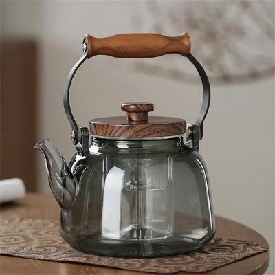 Tetera de vidrio de borosilicato de alta calidad con colador de té, infusor, juego de té de kungfu, tetera con viga elevadora para el hogar