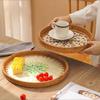 Color Shell Jewelry Cosmetics Food Teacup Storage Trays Handmade Rattan Fruit Dessert Bread Pans Round Rattan Decoration Trays