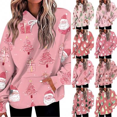 Moda Feminina Diária Casual Moletom Manga Longa Top Estampado