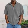 Men's Casual Short-Sleeve Shirt - Collared Button-Down Solid Color, Breathable & Versatile Stylish Top