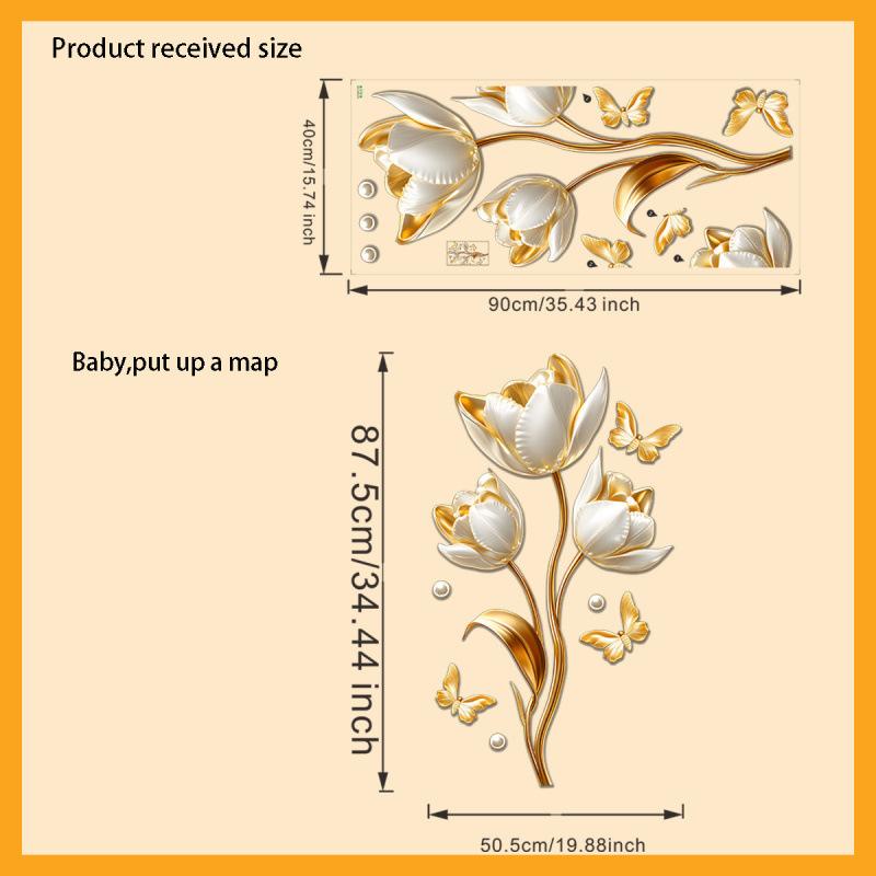 3D Tulip Butterfly Wall Sticker Self Adhesive Removable Decal for Bedroom Home Decor