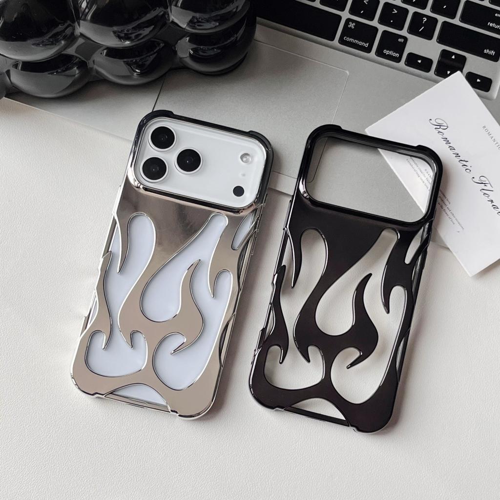 Electroplating Hollow Flame Mobile Phone Case Is Suitable for Apple 17PROMAX Heat Dissipation 16PRO/15 Large Hole 13/14/11