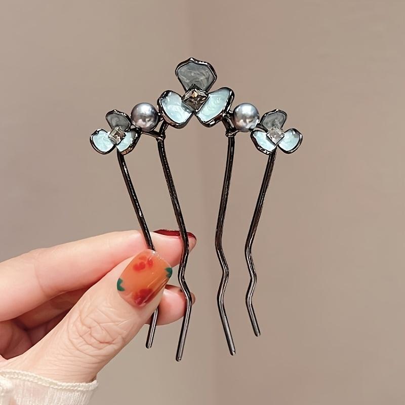 

Элегантная расческа для волос, заколка для волос с четырьмя зубцами для высоких причесок, идеально подходит для затылка, простой и универсальный аксессуар