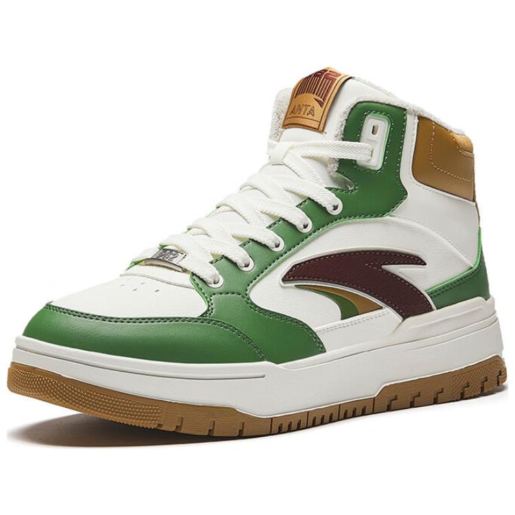 Anta 982 Fleece Comfortable Versatile Warm Durable High-Top Skate Shoes Men Sneakers Green White Brown 112448961-3
