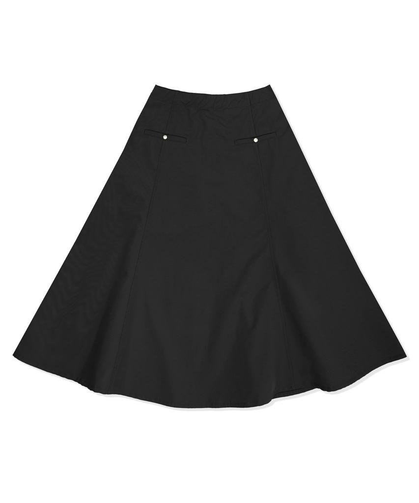 Midnight 12 Am Flare Belted Skirt - Black