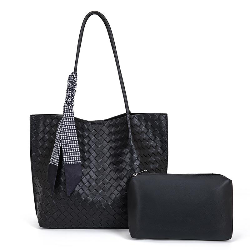 Large-capacity commuter tote bag, high-end woven mother-and-daughter bag, 2024 new model, college student shoulder bag for women