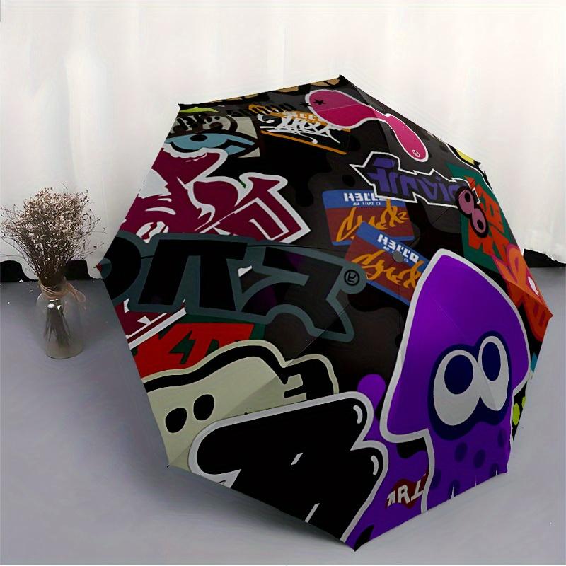 Splatoon? Automatic Windproof Folding Umbrella, Travel Umbrella for All Occasions, Cartoon Portable Umbrella a0823018