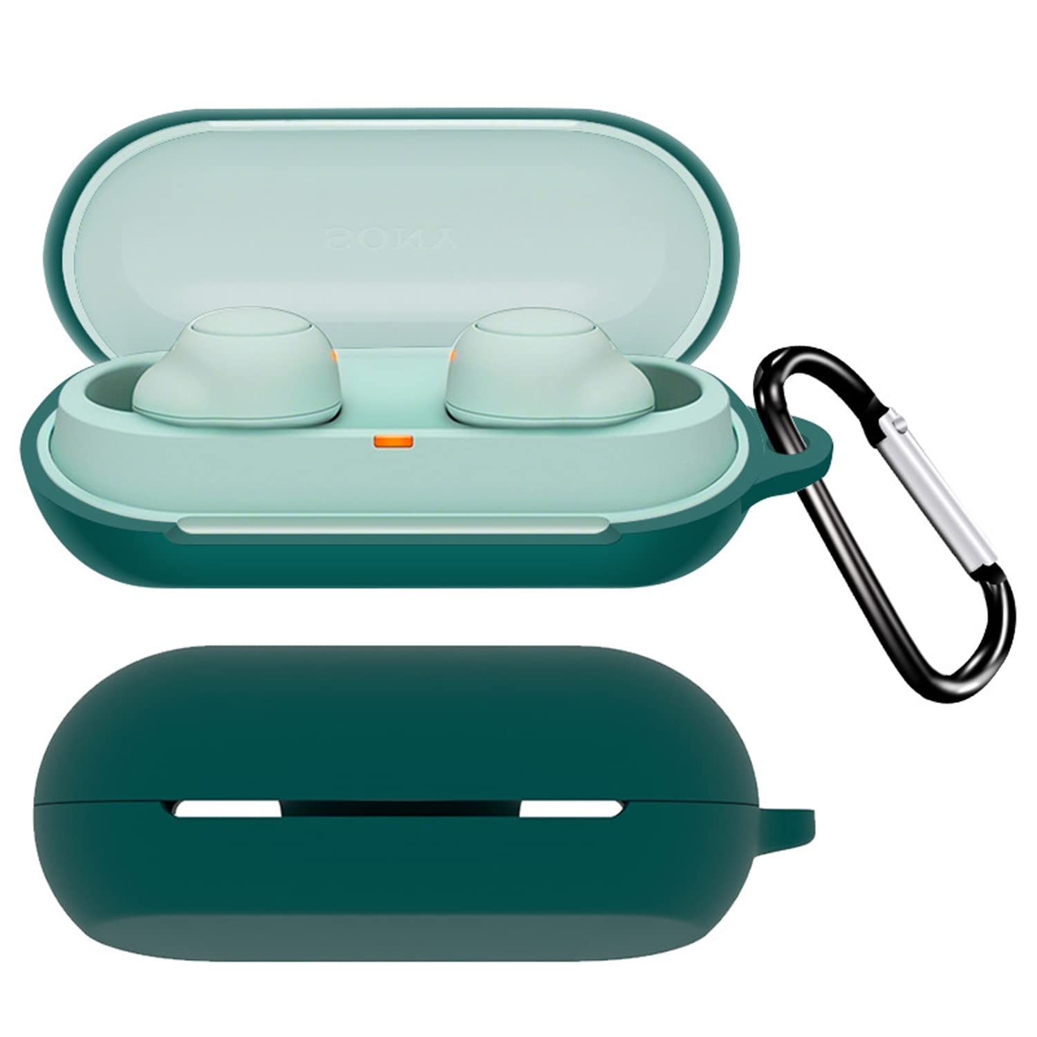 

Case for Sony YAJOJO Wireless Earphone Charging Case Cover with Carabiner and Silicone Protective Supports Wireless Drop Scratch Fingerprint
